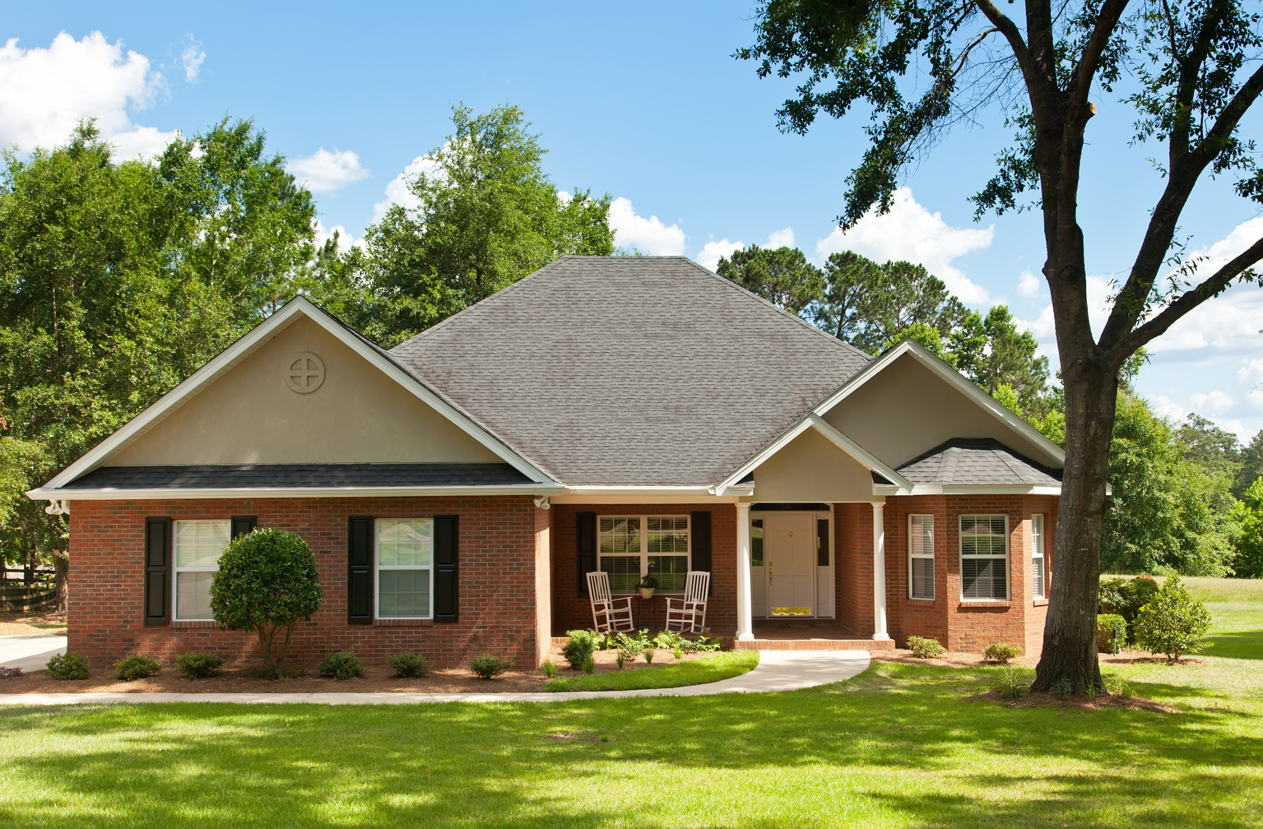 Brick home with trees