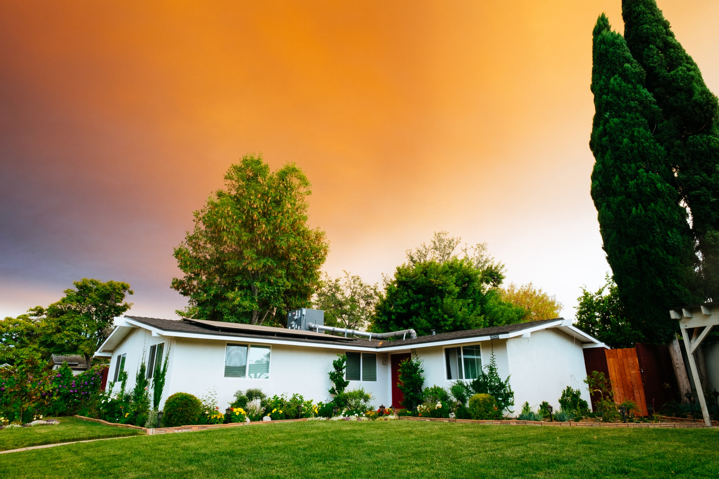 Manufactured home at sunset